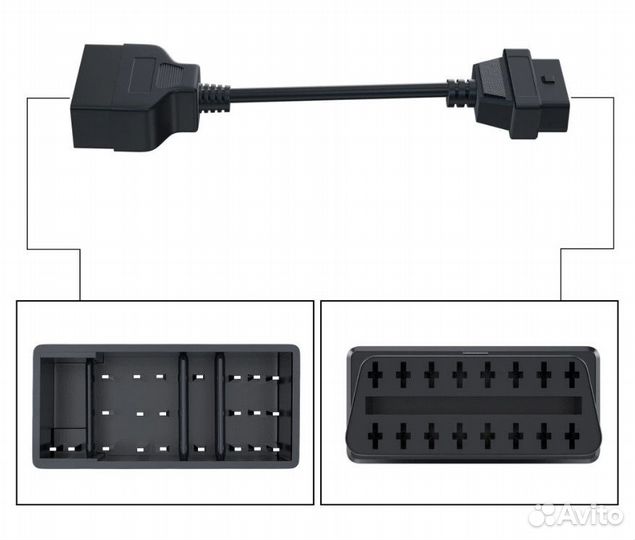 Переходник Toyota 22-pin DLC на OBD2 16 pin