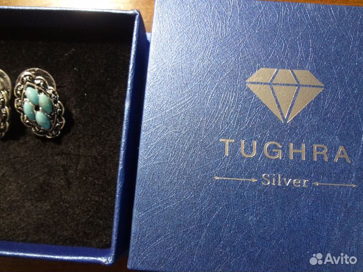 Серьги с аризонской бирюзой