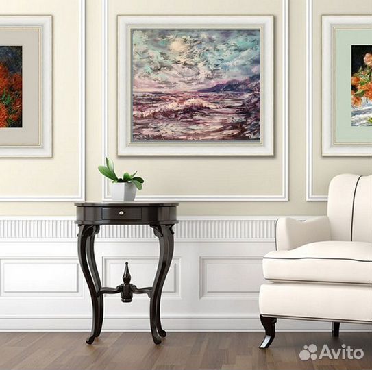 Картина морской пейзаж ночь луна Художник Свинар О