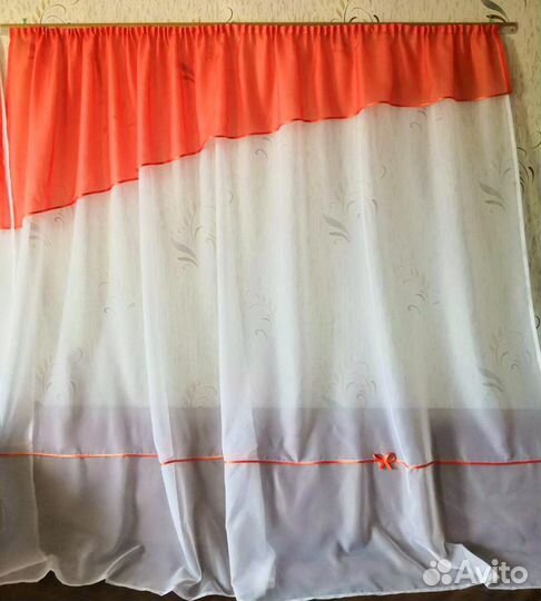 Тюль персиково - оранжевых оттенков