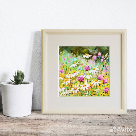 Картина маслом на холсте Полевые цветы