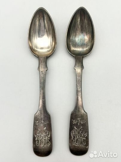 2 чайные ложки, серебро 84 проба, 1859 г. 50,9 г