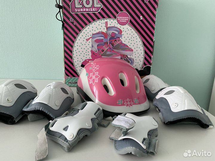 Ролики детские раздвижные 28-33 размер + защита