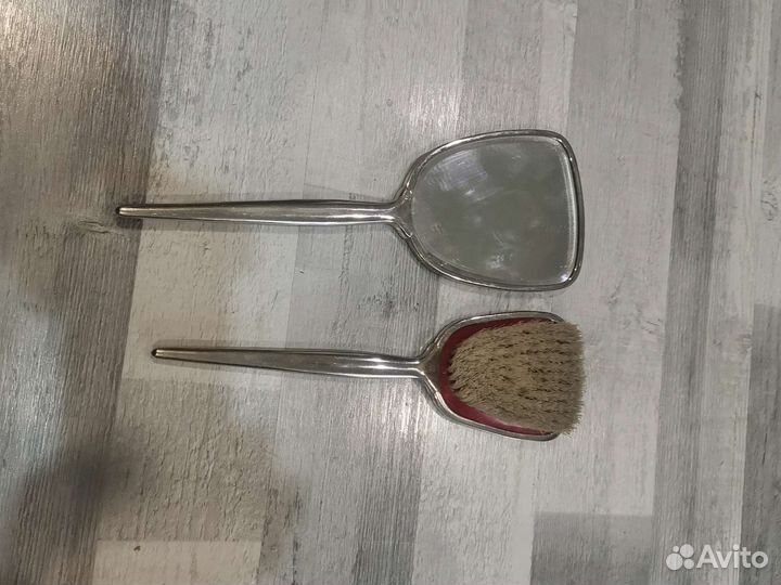 Набор Зеркало с щёткой, мельхиор латунь Москва