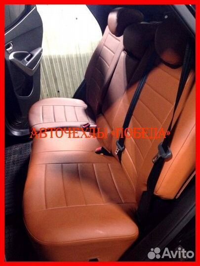 Чехлы Hyundai Santa-Fe 3 из экокожи коричневые