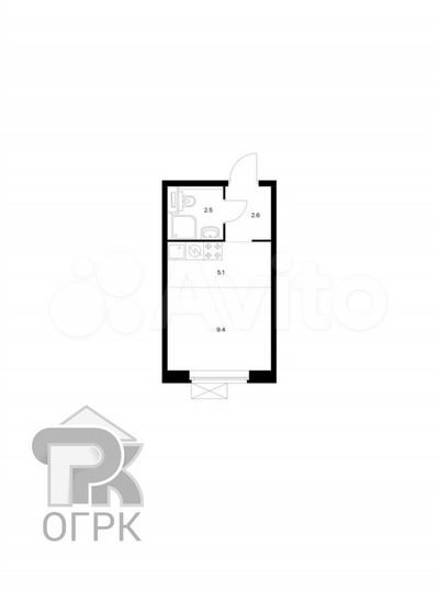 Квартира-студия, 19,6 м², 6/25 эт.