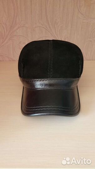 Мужская кожаная кепка зимняя