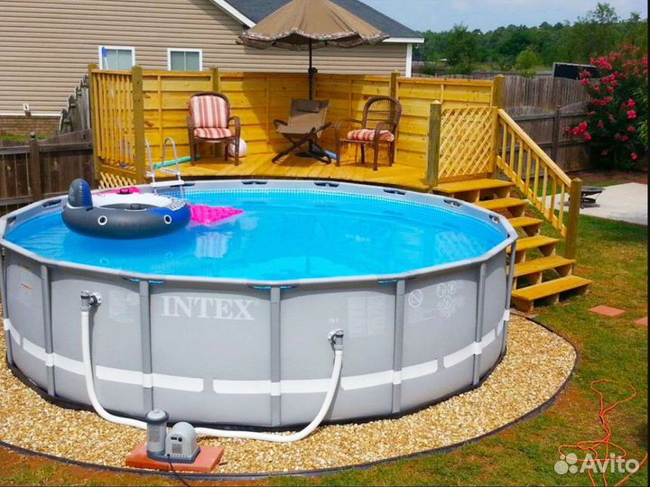 Каркасный бассейн 366х122 с фильтром, лестницей