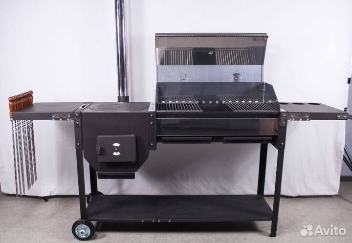 Мангал премиум с крышклй из нержавеющей стали