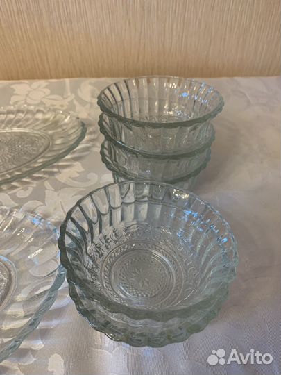 Набор салатники и 2 блюда стекло