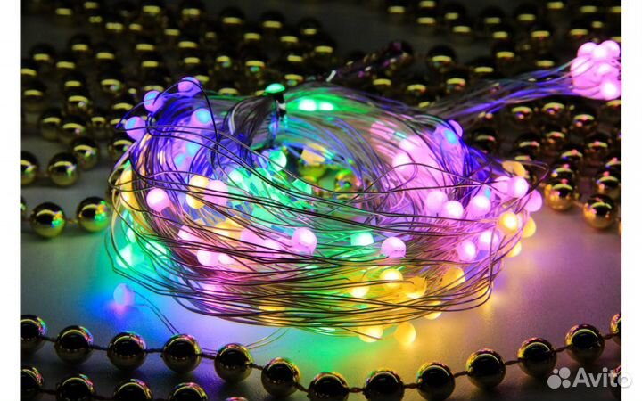 Разноцветная гирлянда для улицы капелька росы 30м