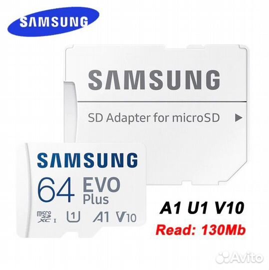 Карта памяти MicroSD Samsung EVO Plus 64 Gb