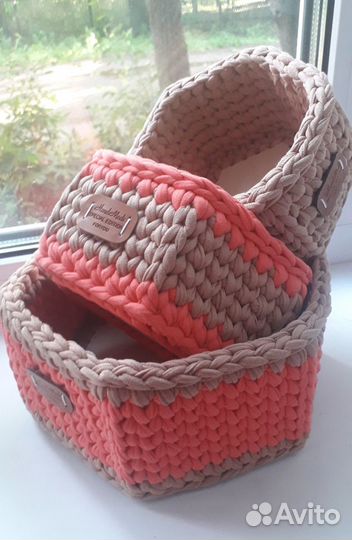 Корзинки из трикотажной пряжи