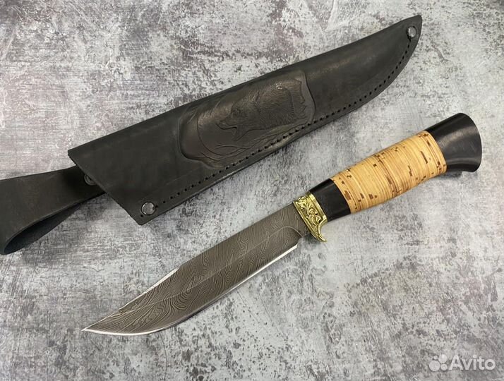 Нож для туризма и рыбалки верон 2-1, дамасская ста