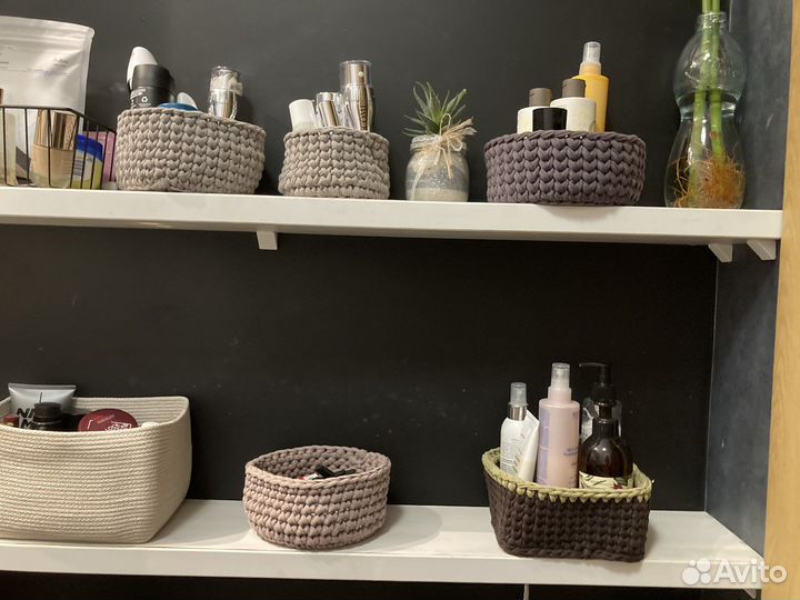 Вязаные корзинки для дома