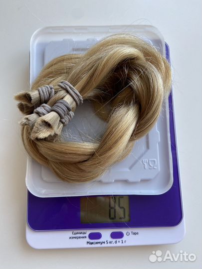 Волосы детские натуральный блонд 45 см