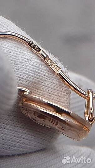 Золотые серьги 583 проба камея СССР