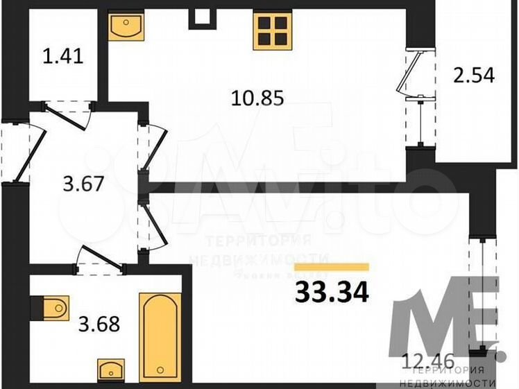 1-к. квартира, 33,3 м², 2/9 эт.