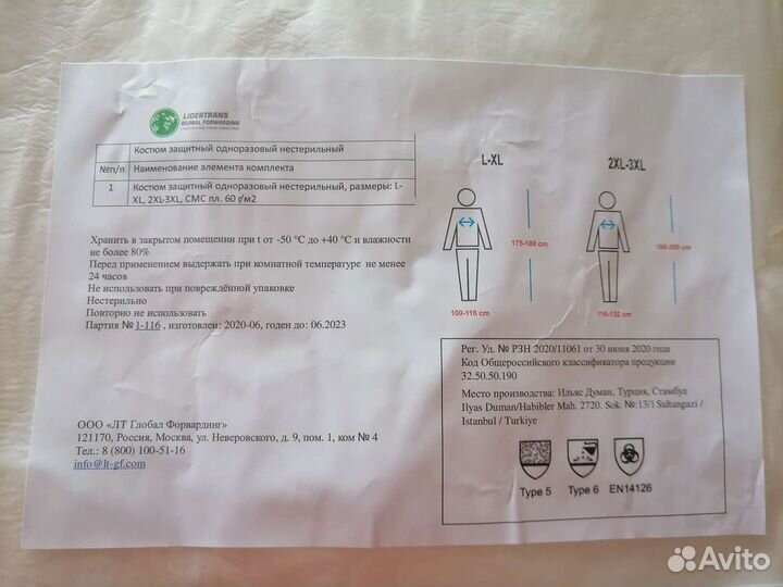 Комбинезон защитный многоразовый