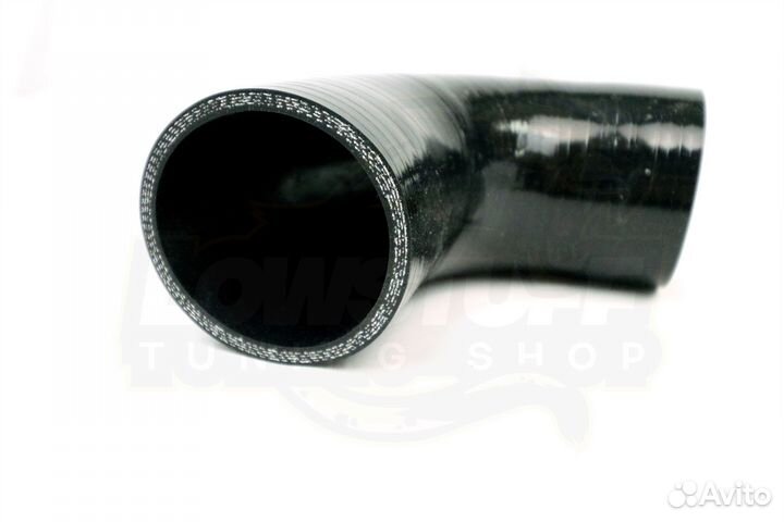 Патрубок силиконовый 90 град 63мм длина 100мм стенка 5мм черный