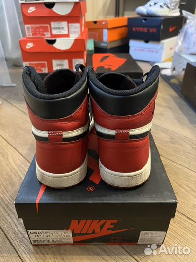 Air Jordan Retro 1 Bred Toe 8.5us кроссовки