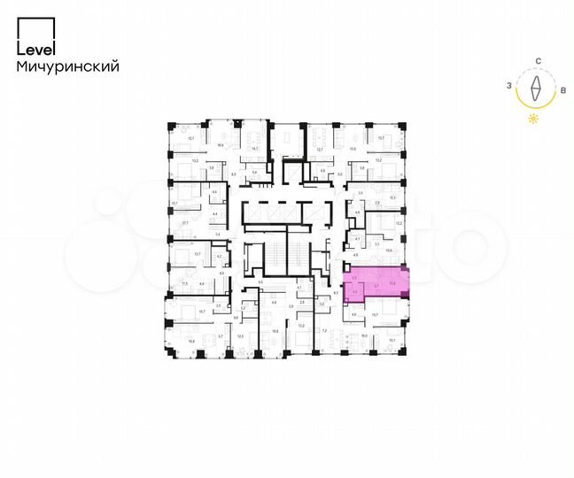 Квартира-студия, 22,9 м², 8/54 эт.