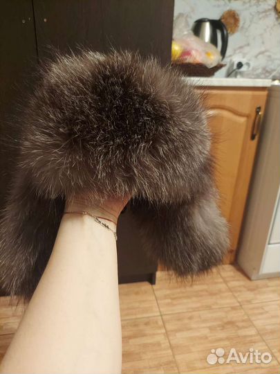 Шапка ушанка женская кожаная