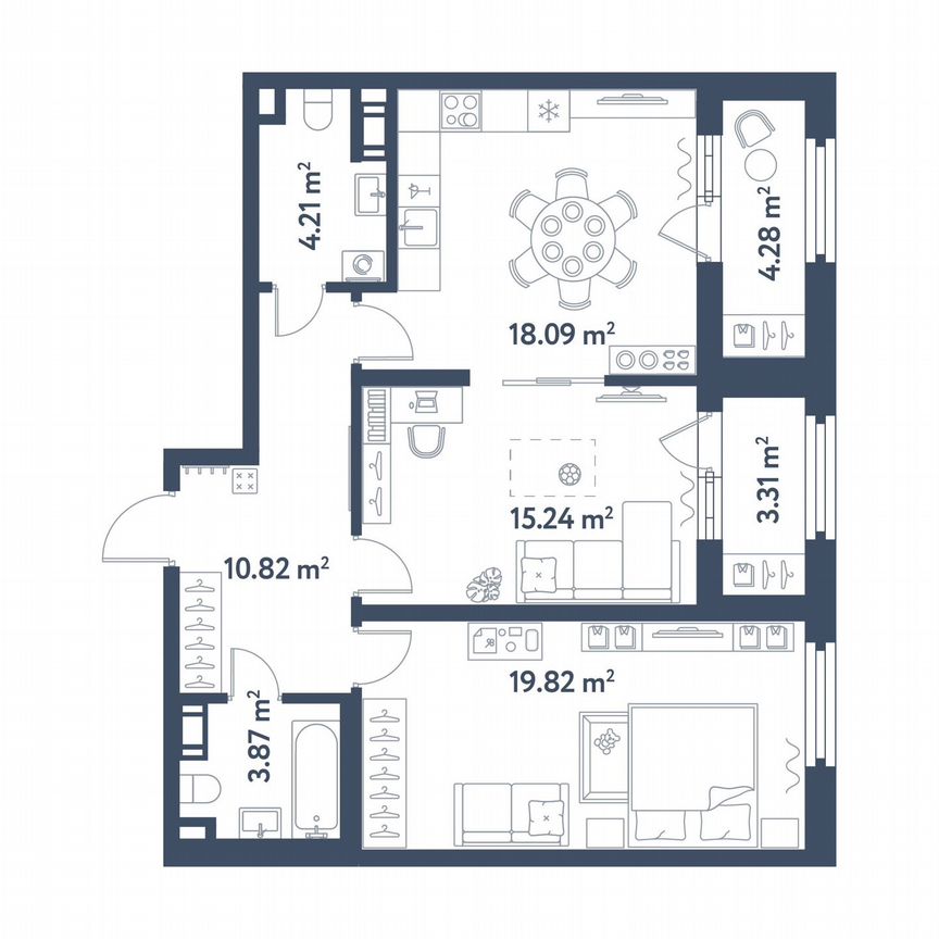 2-к. квартира, 75,9 м², 5/11 эт.