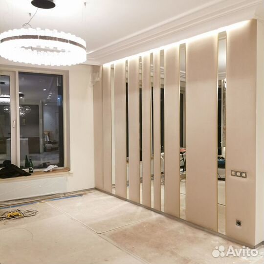 Мягкие стеновые панели в гостинной