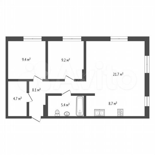 2-к. квартира, 68,1 м², 9/16 эт.