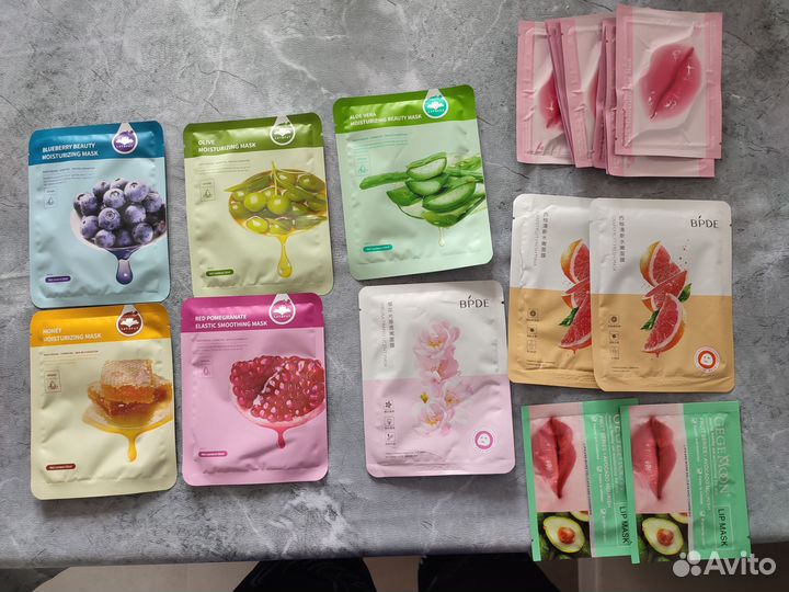 Тканевые маски для лица/ патчи для губ