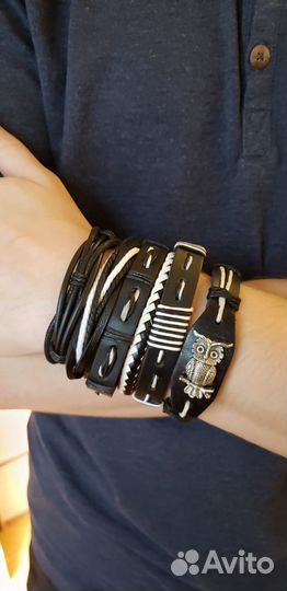 Браслет мужской из натуральной кожи