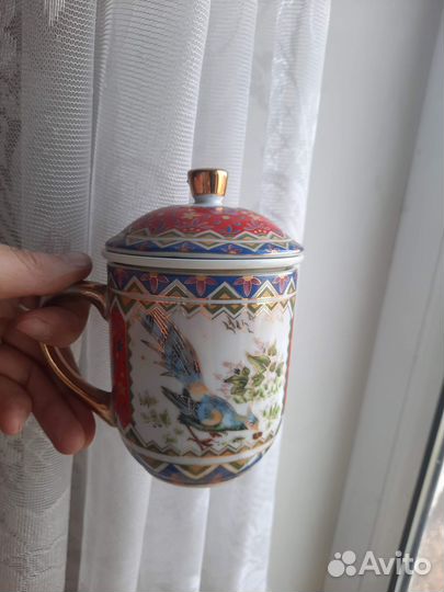 Бокал с крышкой заварник с розеткой Япония