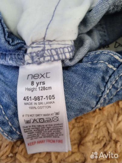 Джинсовый комбинезон на 8 лет. Рост 128. Next