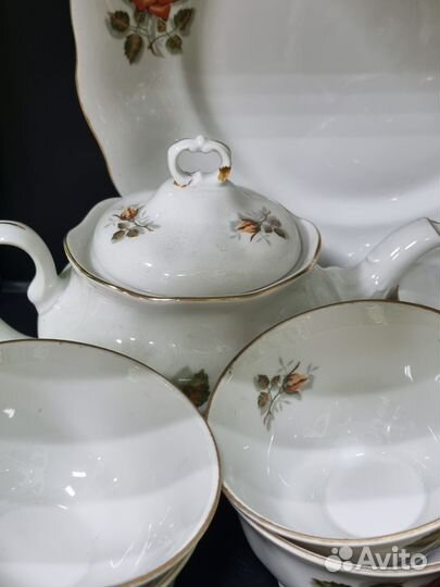 Чайный сервиз польша, Оранжевая роза