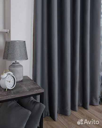 Портьеры блэкаут Амадео графит шторы