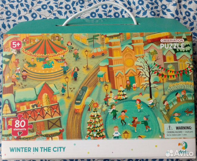 Пазл внимательность 3+ Зима в городке 80 элементов