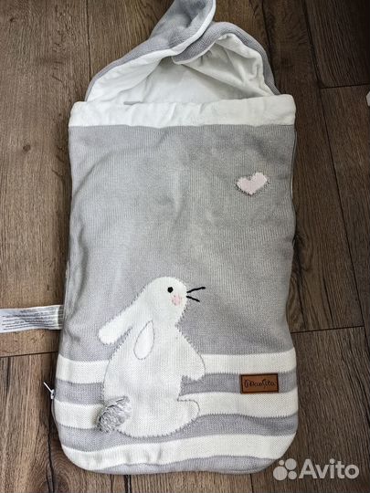 Конверт в коляску вязанный кролик mansita 56-74