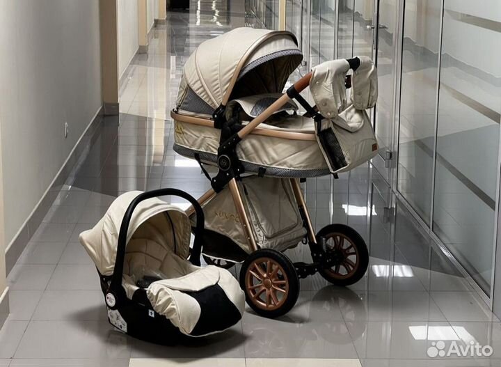 Коляска 3в1 /2в1 трансформер Новая (крем)