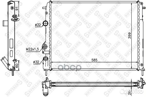 Радиатор охлождения R-megane scenic 1.4-1.6 мкп