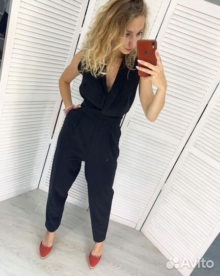 Комбинезон Н&М черный из костюмной ткани