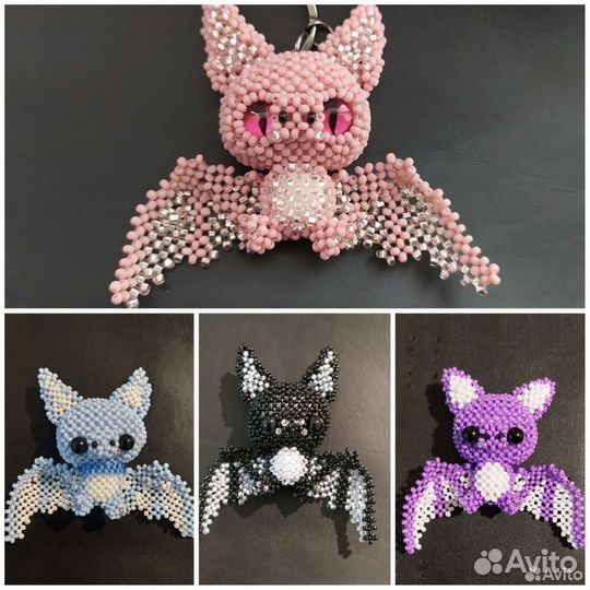 Летучая мышь из бисера / амигуруми