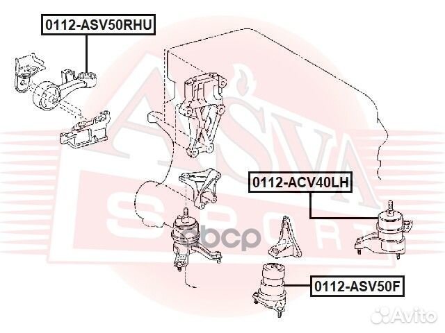 Опора двигателя верхняя прав 0112ASV50RHU asva