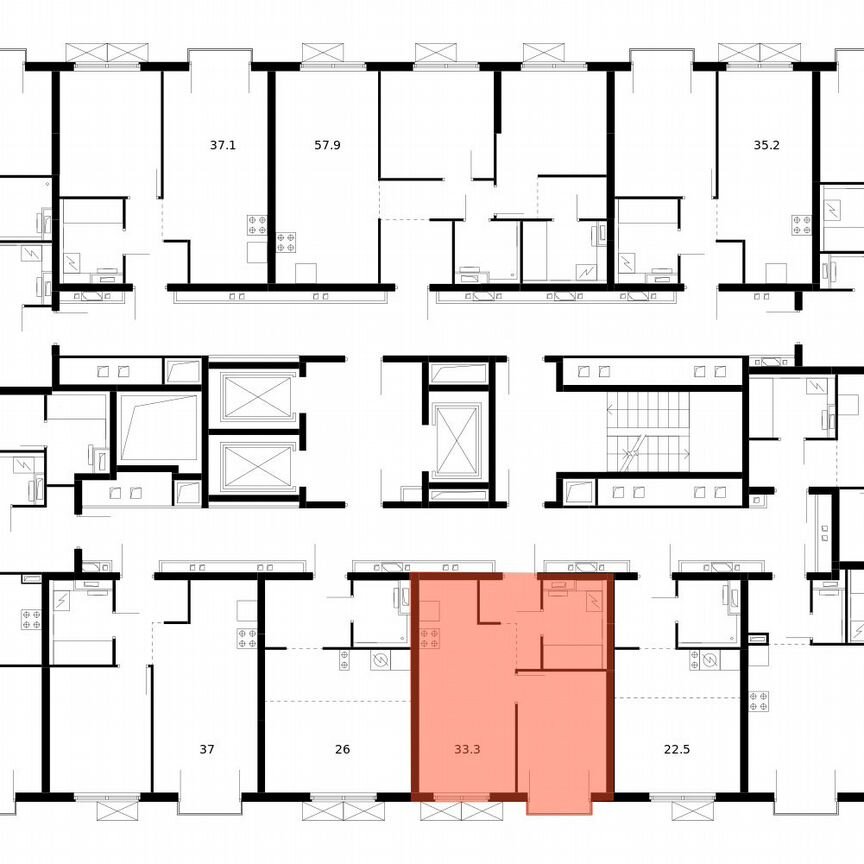 1-к. квартира, 33,3 м², 11/24 эт.