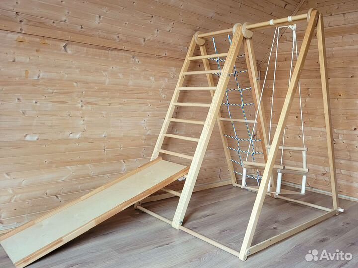 Детский деревянный спортивный комплекс с качелями