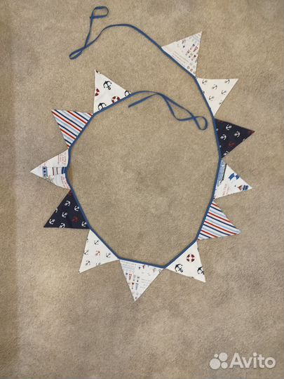 Тканевая гирлянда из флажков + погремушки 22 шт