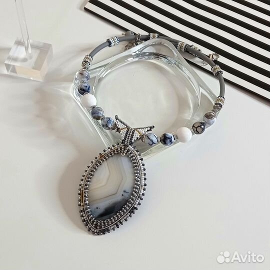 Кулон колье с агатом