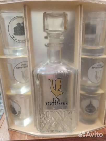 Набор графин и рюмки гусь хрустальный