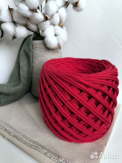 Трикотажная пряжа хлопок Красная