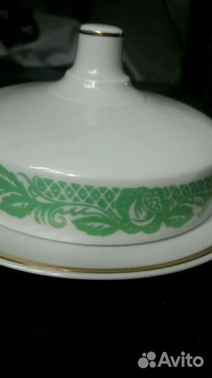 Масленка Дулево фарфор СССР, Молочник Riga, Тарелк